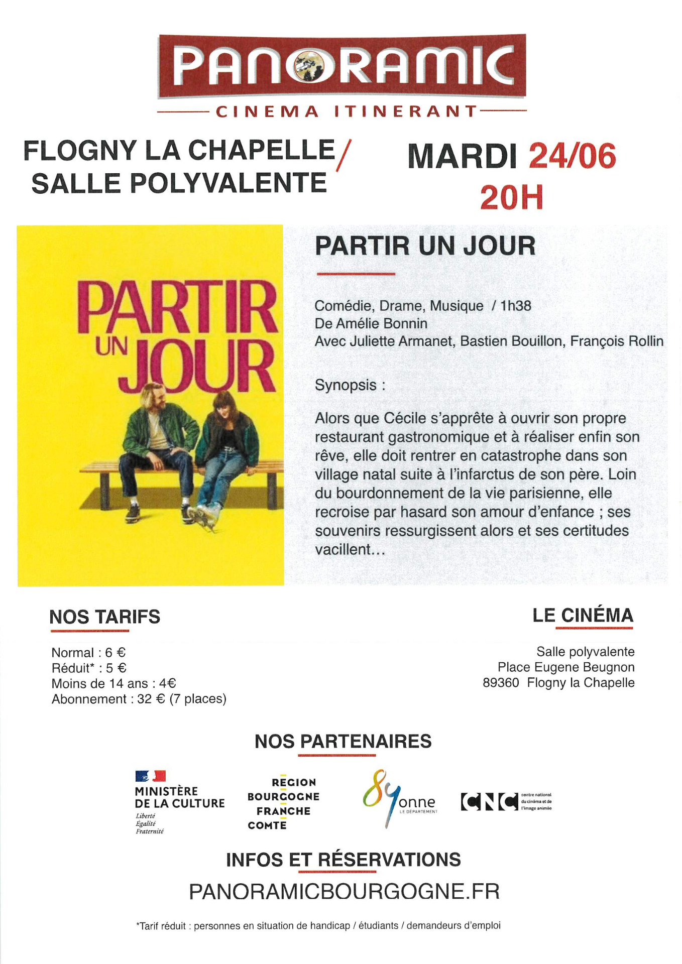 Séance de cinéma le 24 juin à 20h