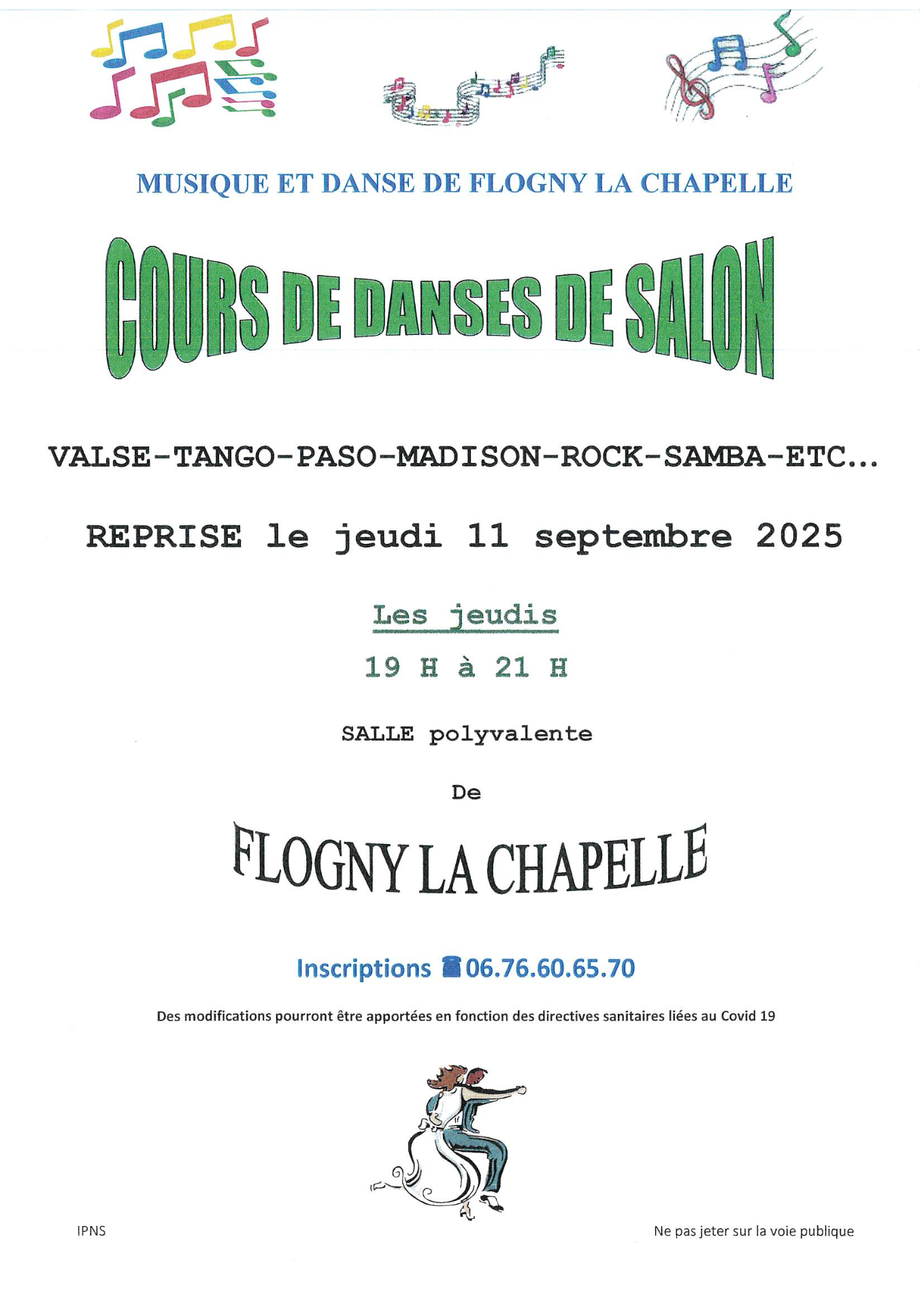 Cours de danses de salon - reprise le 11 septembre