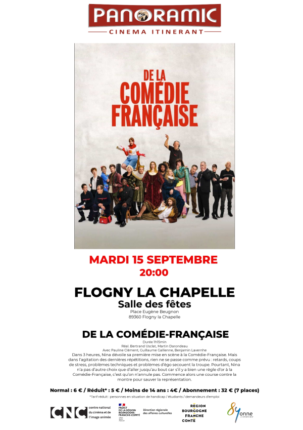 mardi 15 septembre à 20h, diffusion à la salle polyvalente du film "De la comédie française"