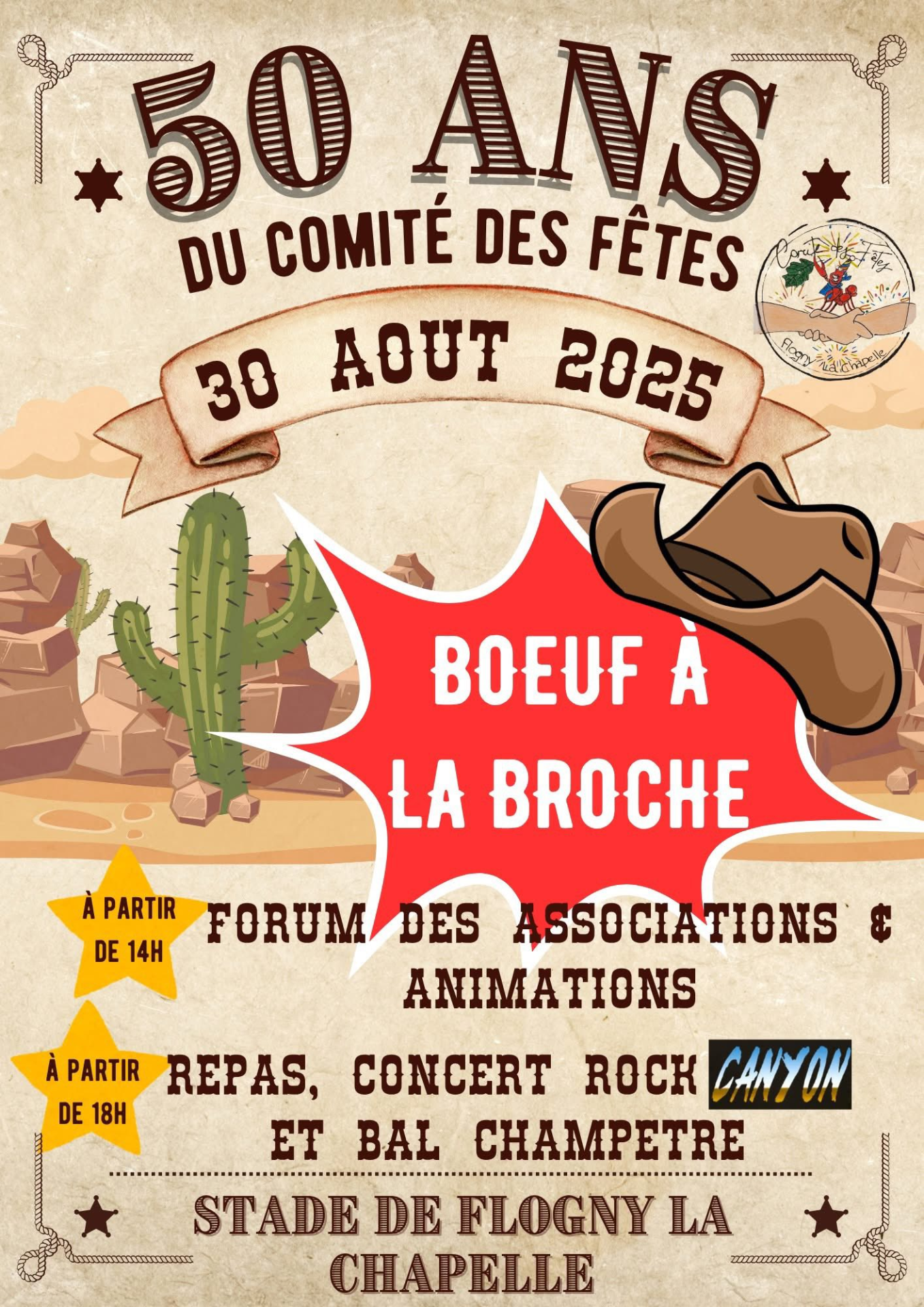 50 ans du comité des fêtes, le 30 août, BOEUF A LA BROCHE