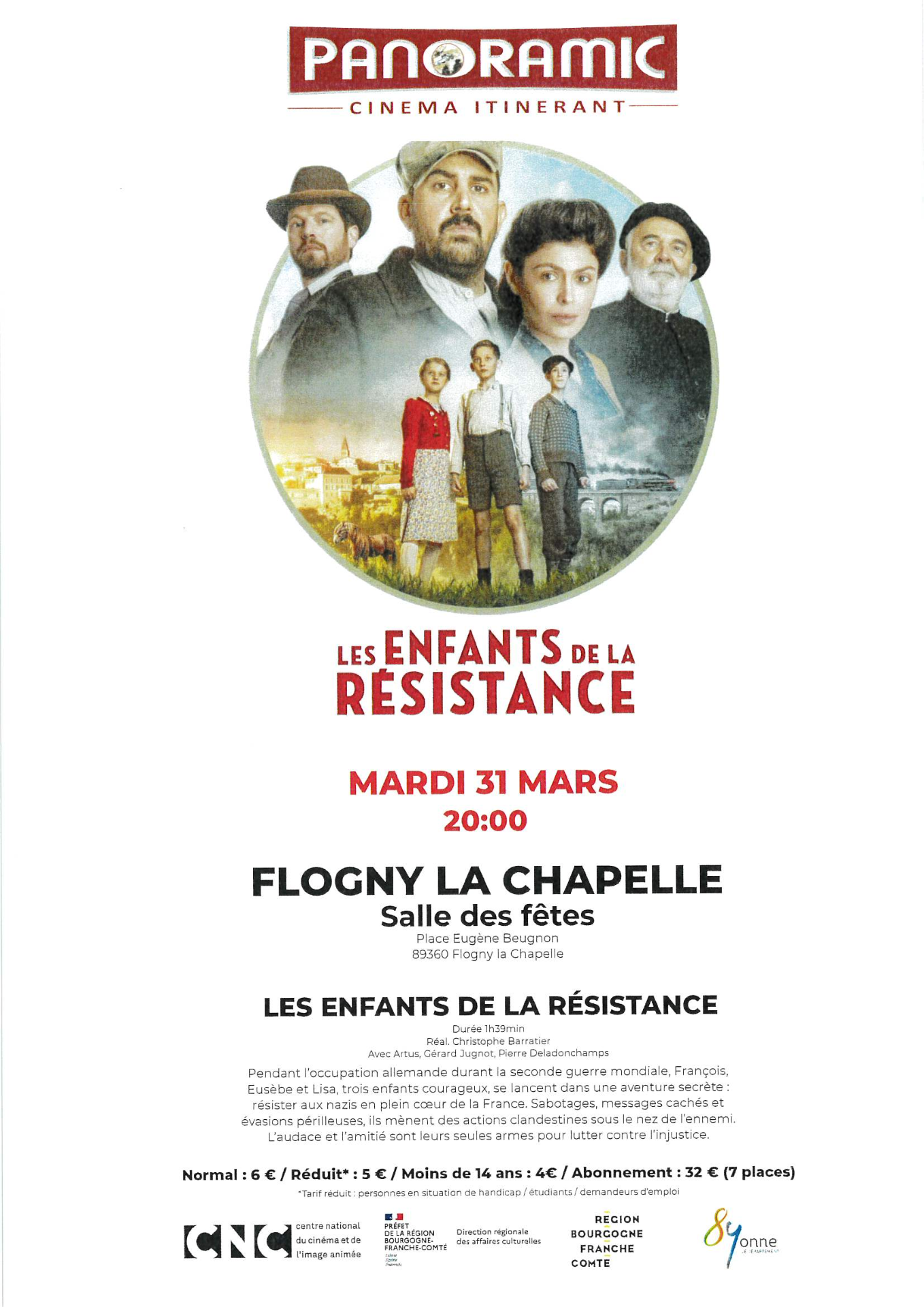 Séance de cinéma le 31 mars : les ENFANTS de la RÉSISTANCE