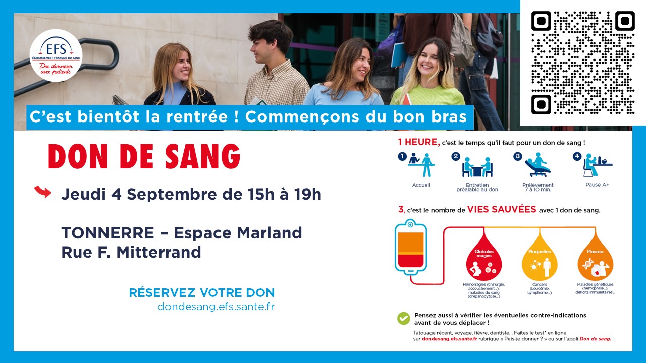 Don de sang le 4 septembre