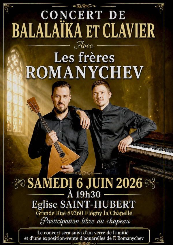 Concert du 6 juin à l'église St Hubert de Flogny la Chapelle