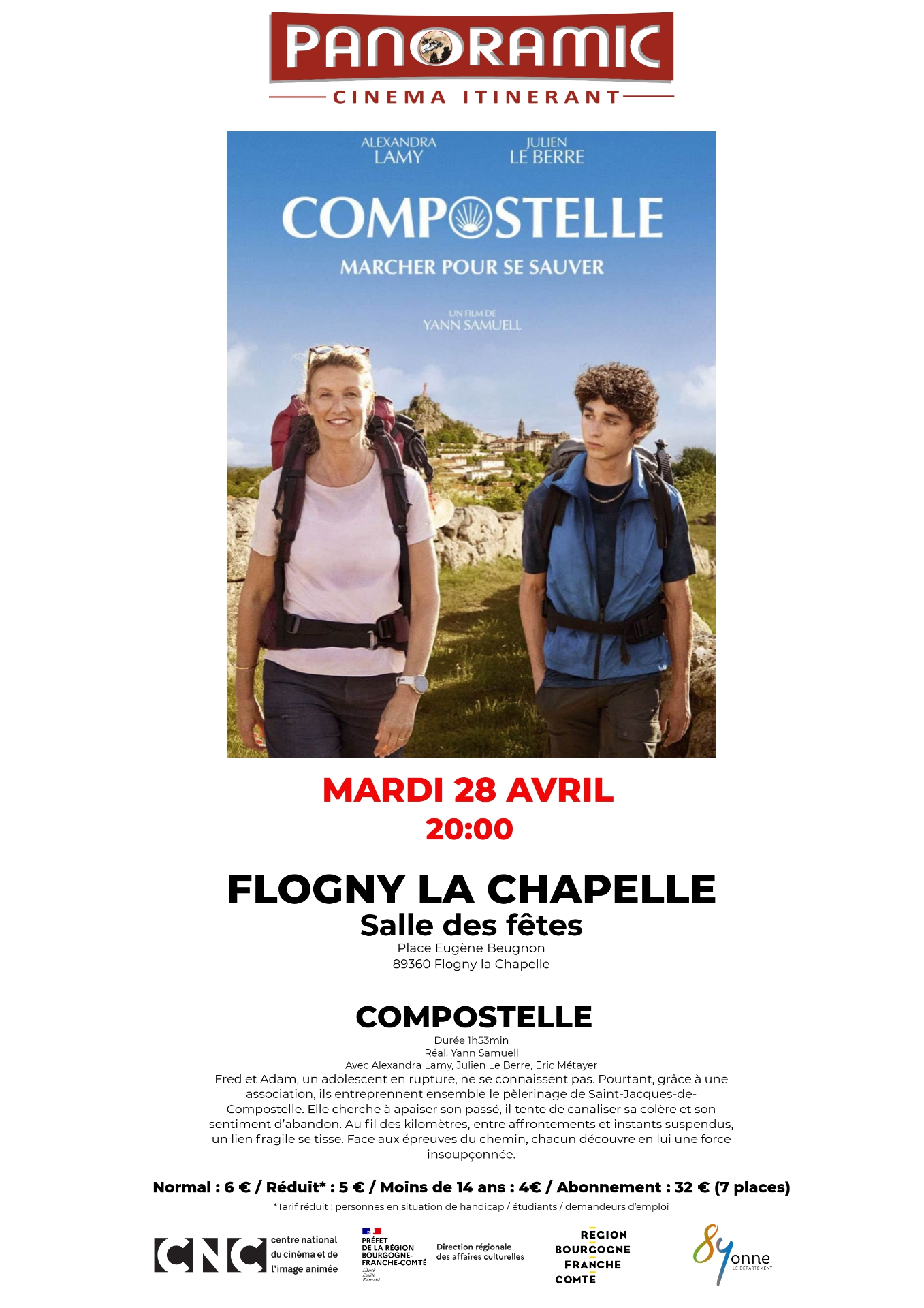 Cinéma le 28 avril à 20 heures : COMPOSTELLE