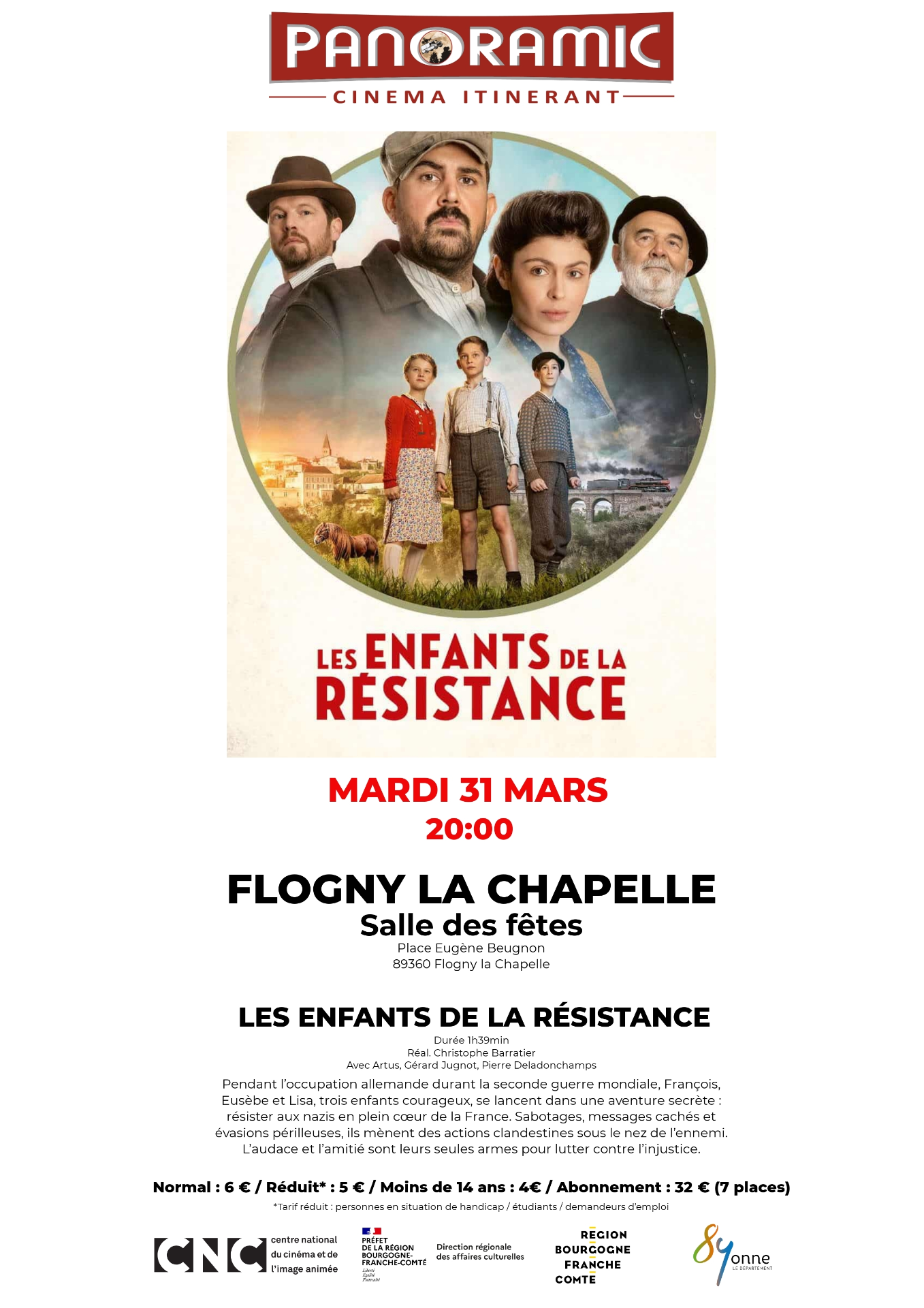 Séance de cinéma le 31 mars : les ENFANTS de la RÉSISTANCE