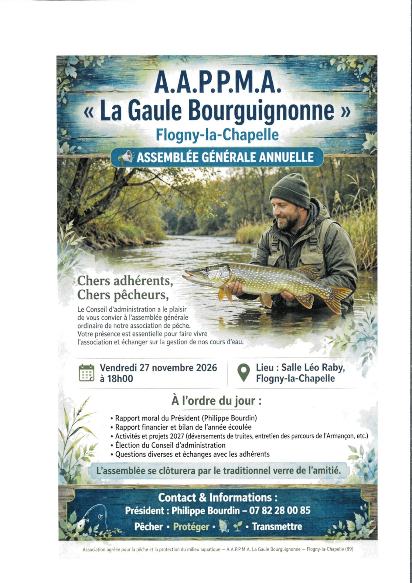 AAPPMA : assemblée générale le 27 novembre